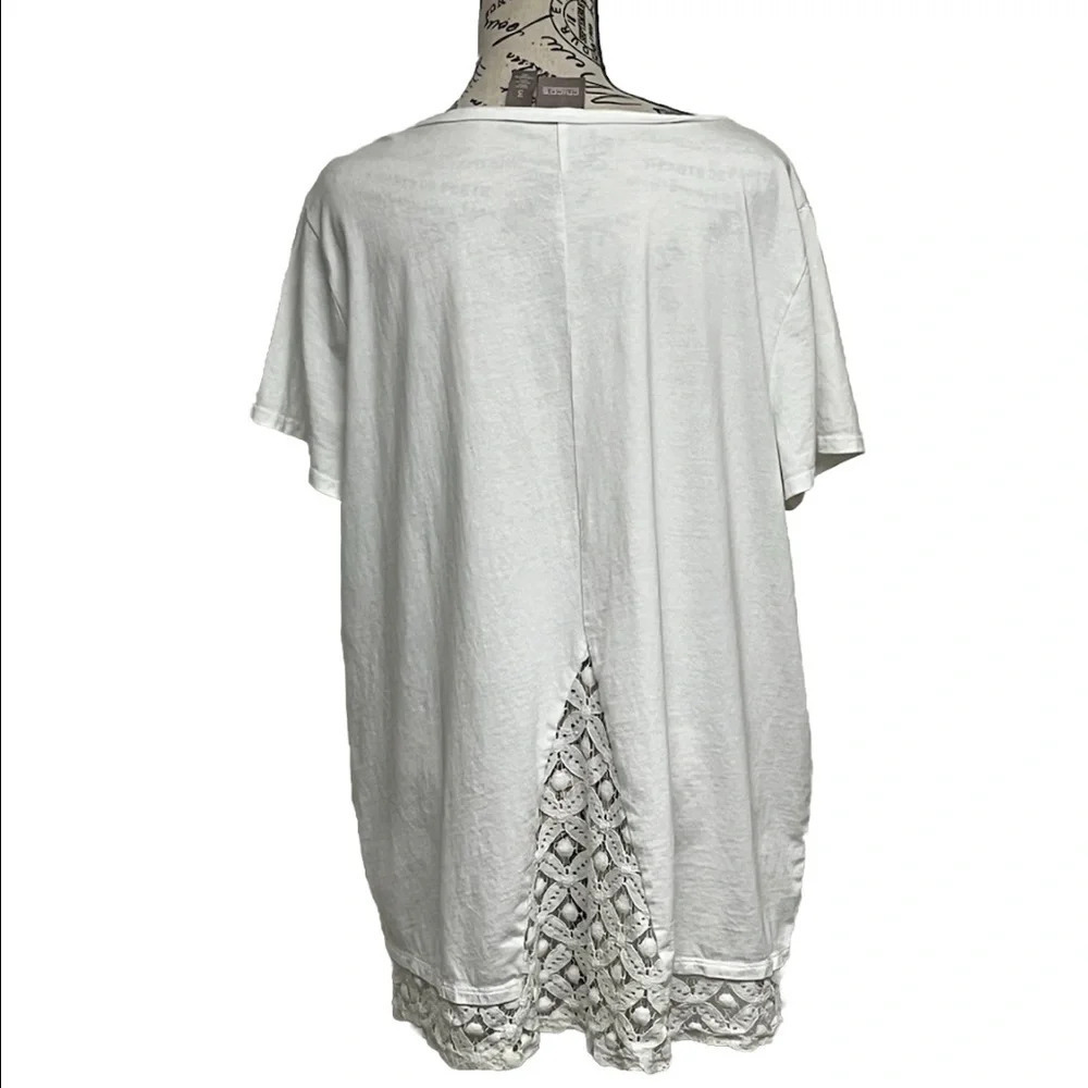 Chico’s White Cotton Slub Lace Hem Tunic Top Women’s 3 (XL) – Boho Modest - Picture 5 of 11
